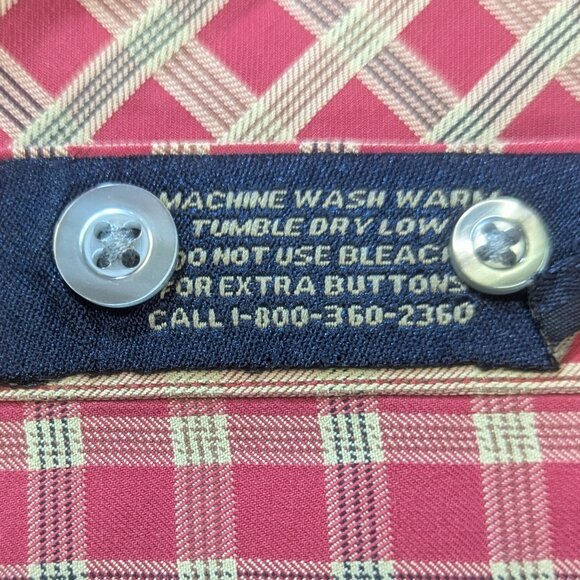 Scott Barber Size Large Red and Gold Checkered Button Down 100% Cotton - Picture 9 of 16